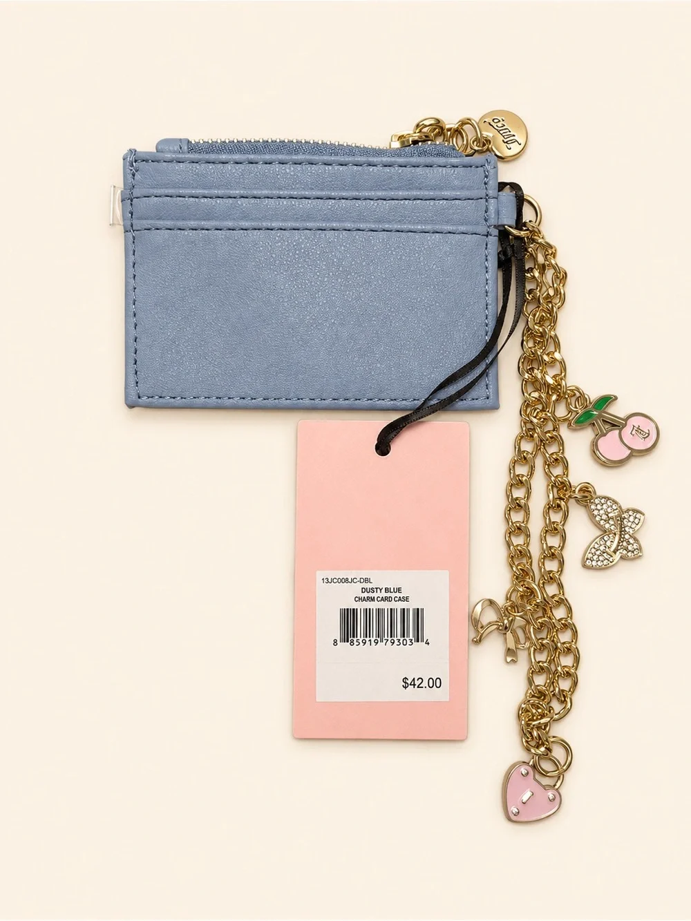 Juicy Couture Dusty Blue Charm Card Case III NWT